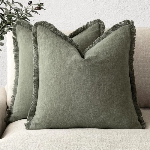 Linen Fringe Throw Pillows