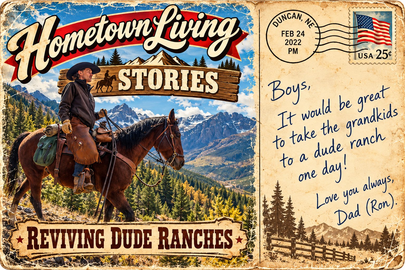Hometown Living - Stories - Dude Ranches Postcard