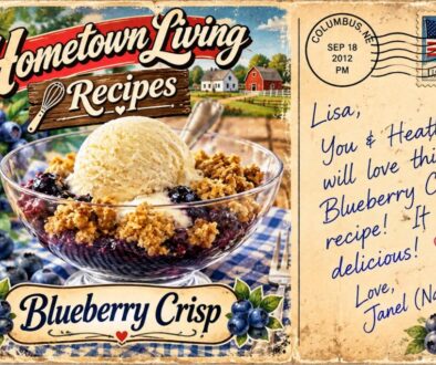 Hometown Living - Recipes - Blueberry Crisp Postcard